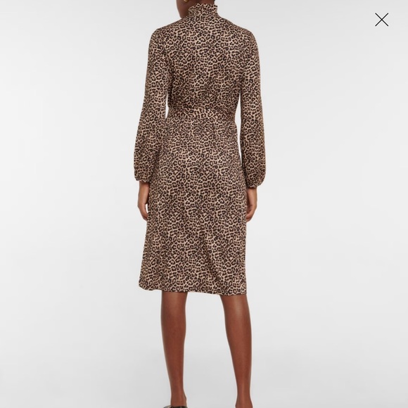 APC Dorothea brown leopard print cotton blend dress w/fabric tie belt S Worn 1x - Picture 4 of 13